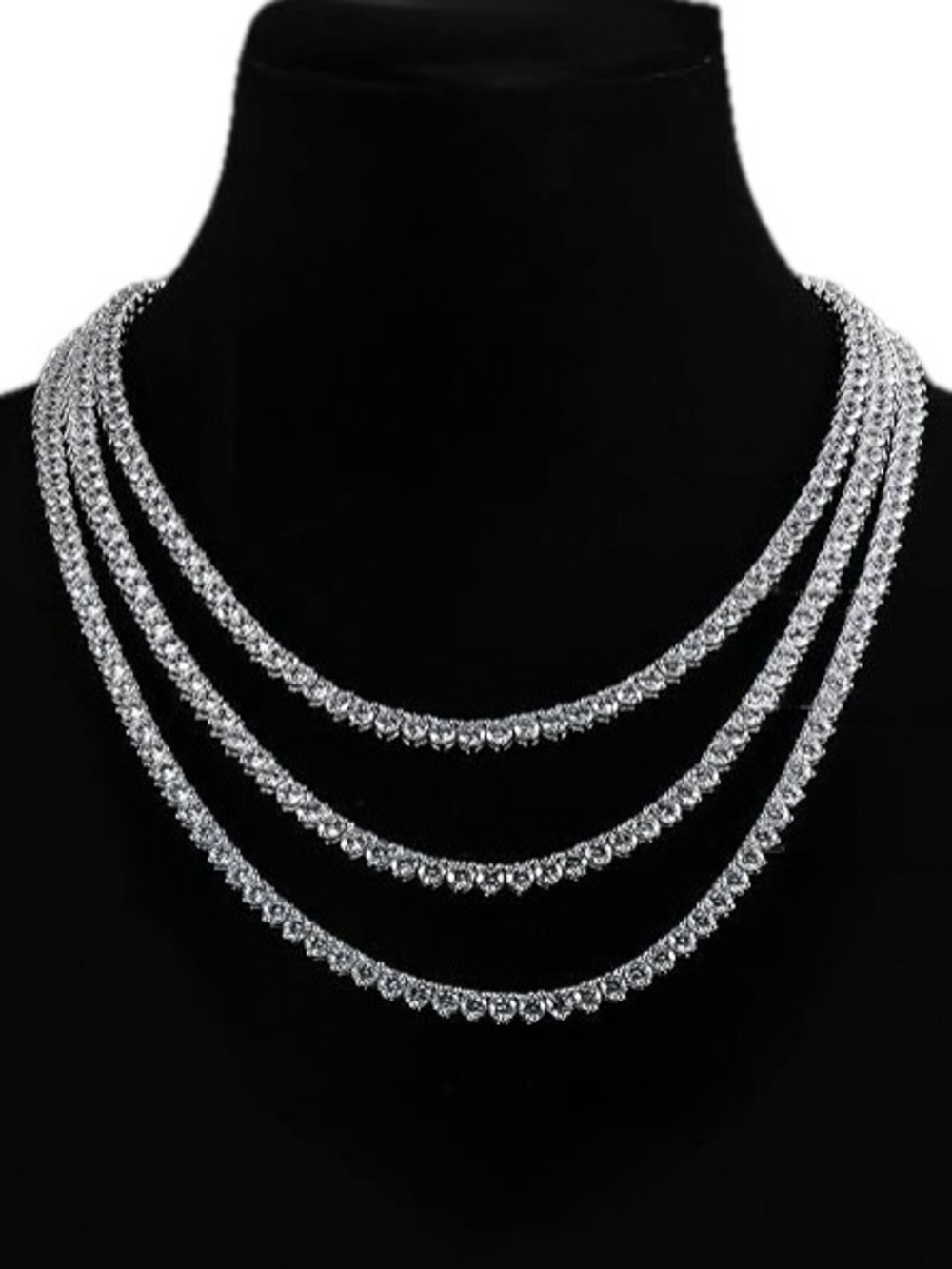 Classic 3-prong  Tennis Necklace - Moissanite Women Jewelry